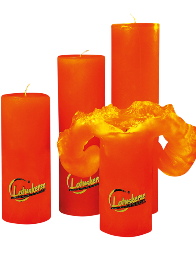 Candela Lotuskerze lachsorange, 28 cm
