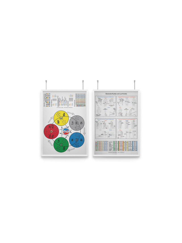 Fünf Elemente-Pathologie Tafel A4 Die Elemente-Punkte für Akupunkt Meridian Massage Luo-Punkte