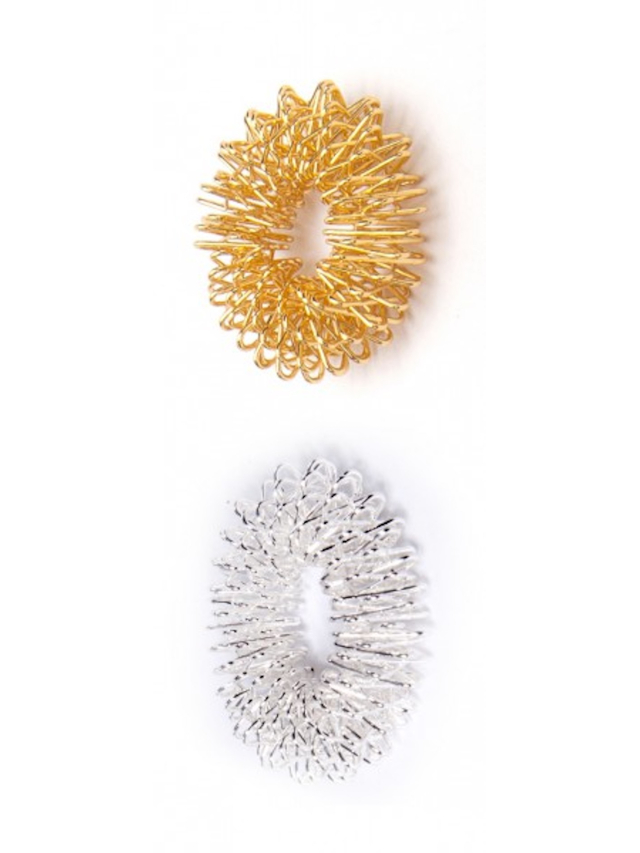 2 Finger-Reflexzonen Akupressurringe Massageringe Farbe Gold und Silber, Groß, Arthritis Fingerroller