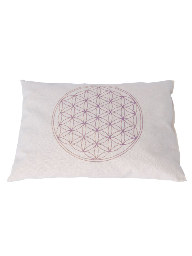 Zirbenholz-Kissen Blume des Lebens lila