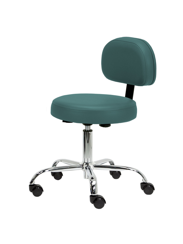 Deluxe Rollhocker mit Rückenlehne Tannengrün/Teal