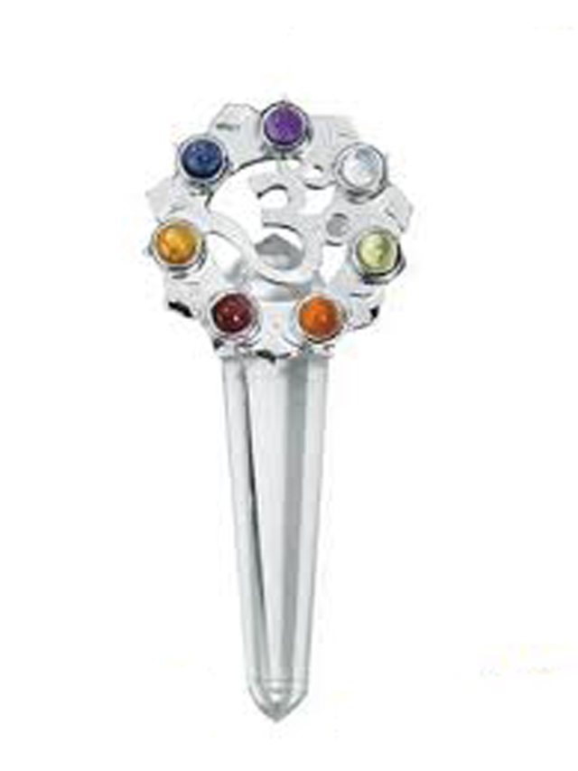 Chakra-Kristall mit Om-Zeichen, Anhänger 5,5 cm