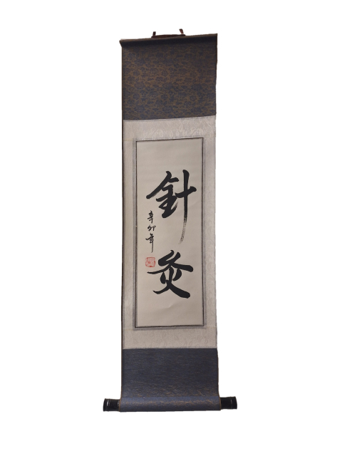 Chinesische Kalligraphie Akupunktur u. Moxibustion, D, ca. 84cm ausgerollt