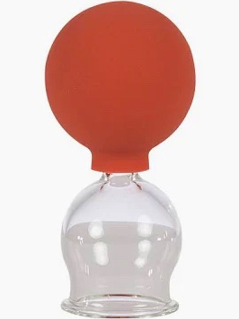 Schröpfglas mit Olive und Saugball, ca. 3,5cm Durchmesser