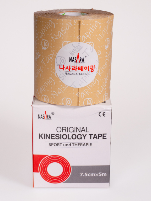 Nasara Kinesiologisches Tape, beige 7,5 cm x 5 m breit