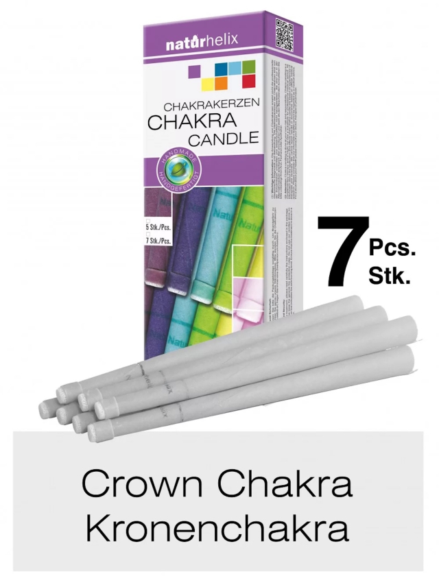 7er Packung Naturhelix Chakrakerzen in Einzelfarbe weiss